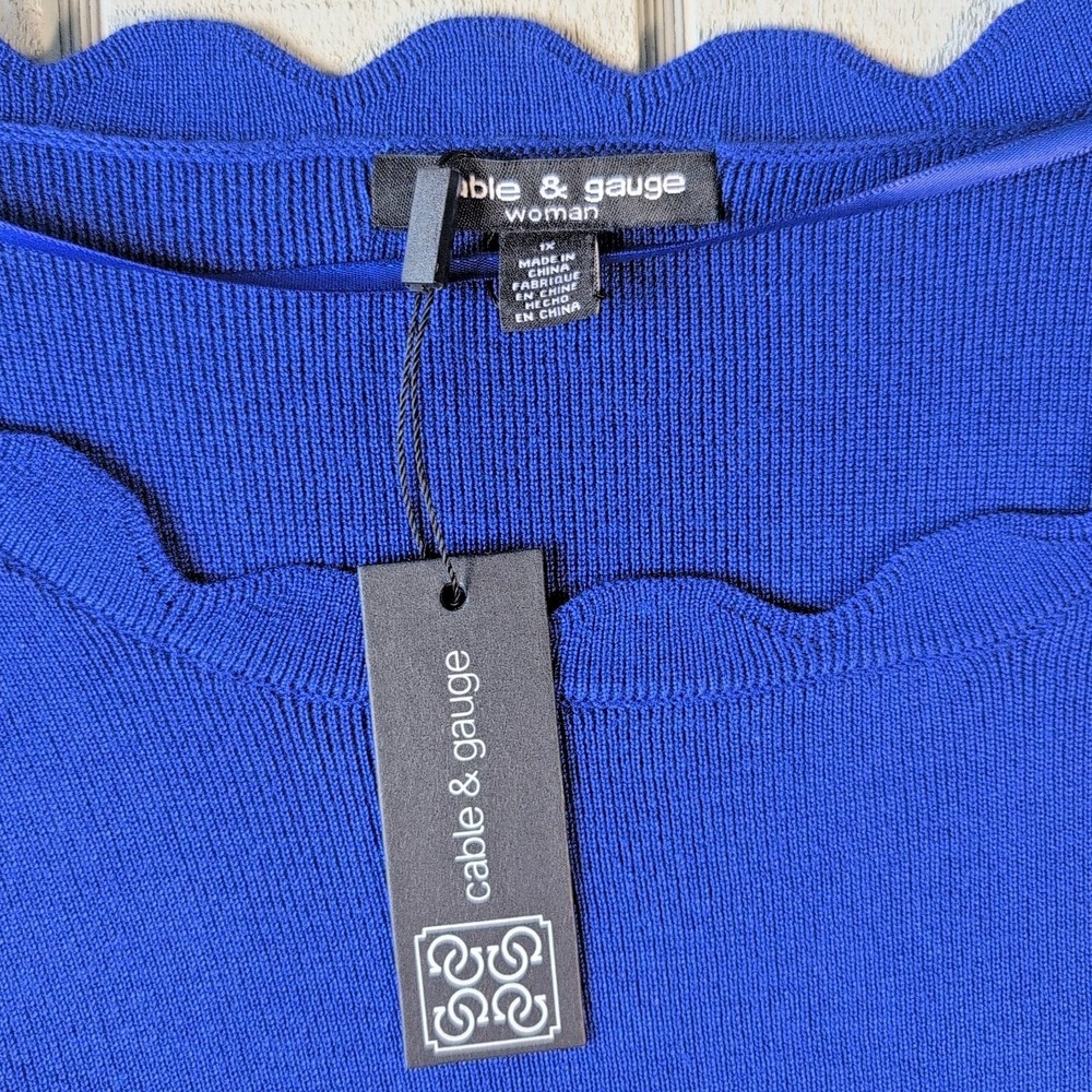 Cable & Gauge Womens XL 1X Blue Knit Sweater Top Blouse Long Sleeve Sleeve - New - Picture 3 of 6